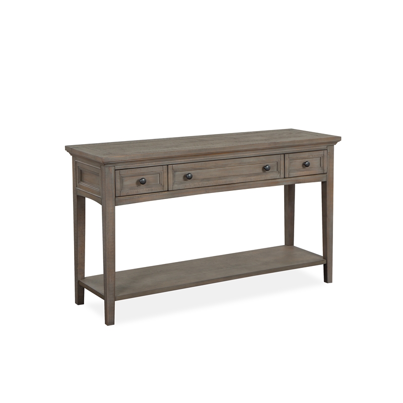 Bowery Hill Rectangular Sofa Table with 3 Drawers in Dovetail Grey