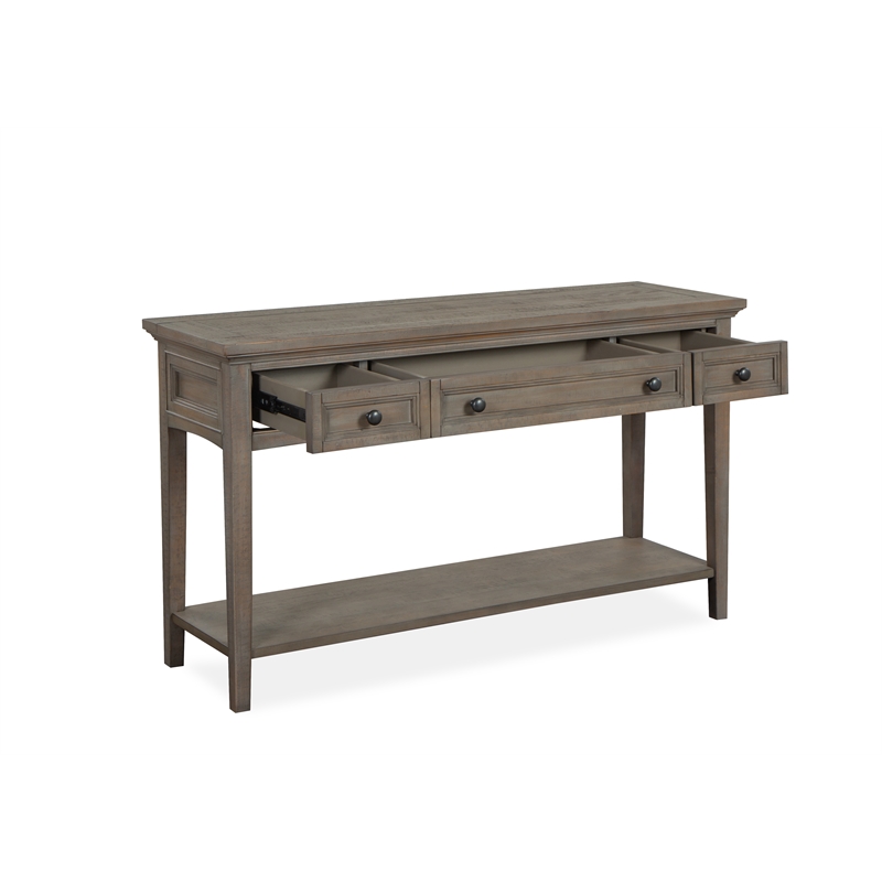 Bowery Hill Rectangular Sofa Table with 3 Drawers in Dovetail Grey