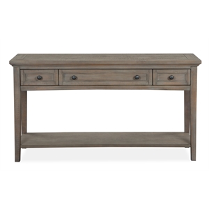 Bowery Hill Rectangular Sofa Table with 3 Drawers in Dovetail Grey