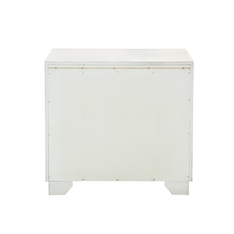 Bowery Hill 2 Drawer Wood Nightstand in White with USB Charging Port