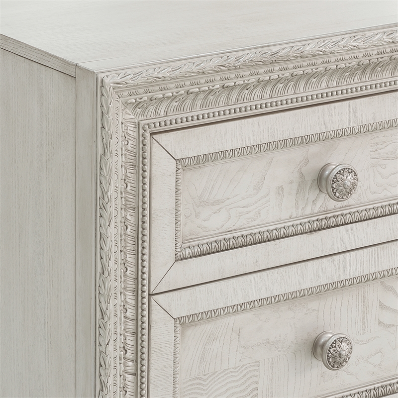 Bowery Hill 2 Drawer Wood Nightstand in White with USB Charging Port