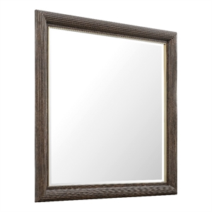 Bowery Hill Dresser Mirror in Piano Brown with Reeded Wood Frame