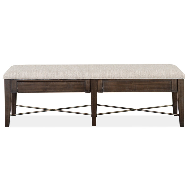 Bowery Hill Bench with Upholstered Seat and 2 Drawers in Graphite