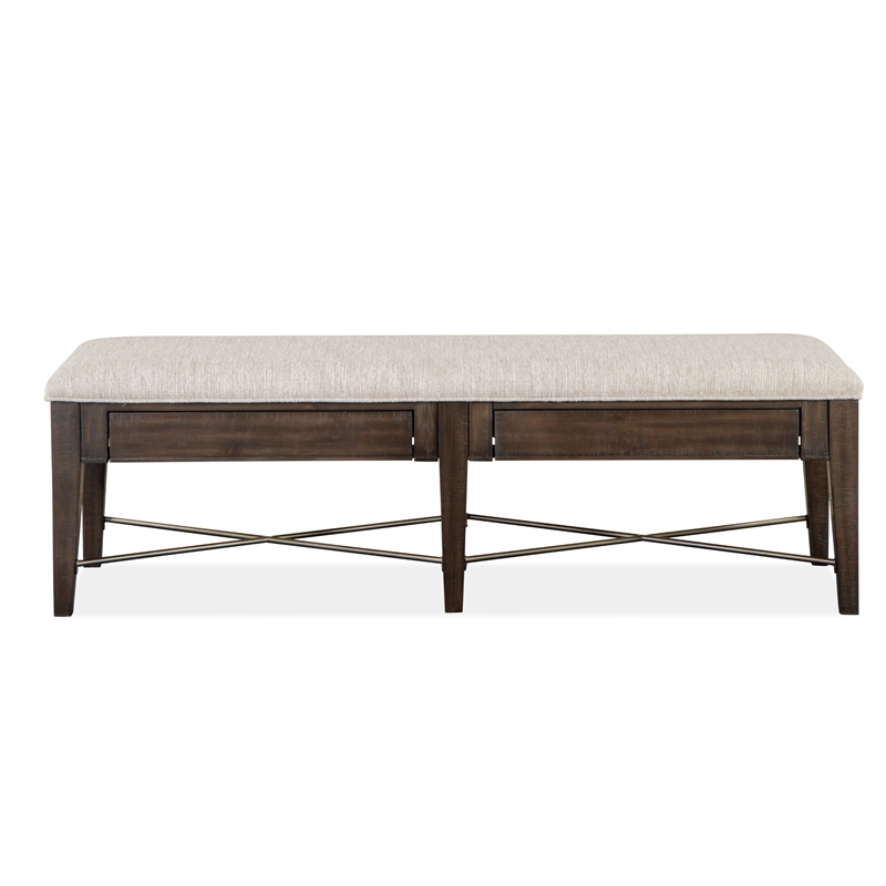 Bowery Hill Bench with Upholstered Seat and 2 Drawers in Graphite