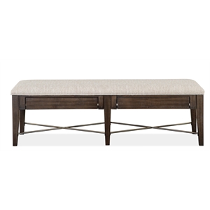 Bowery Hill Bench with Upholstered Seat and 2 Drawers in Graphite
