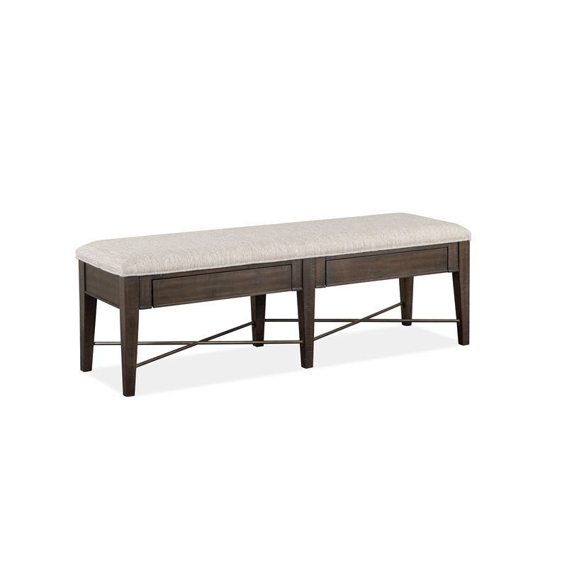 Bowery Hill Bench with Upholstered Seat and 2 Drawers in Graphite