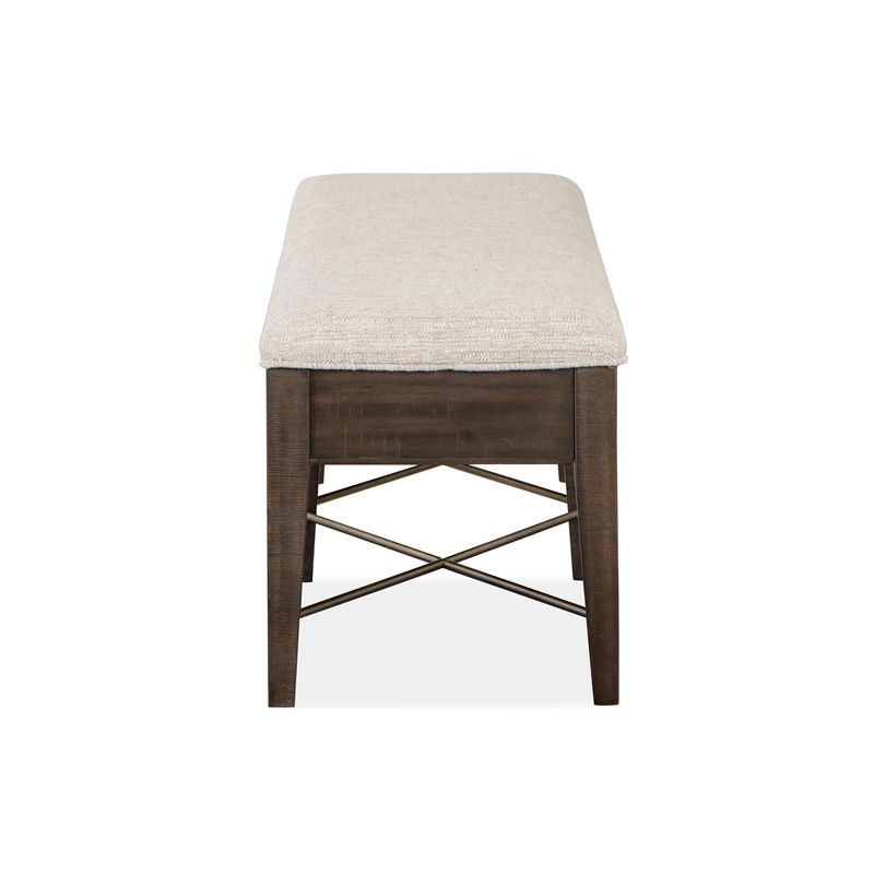 Bowery Hill Bench with Upholstered Seat and 2 Drawers in Graphite