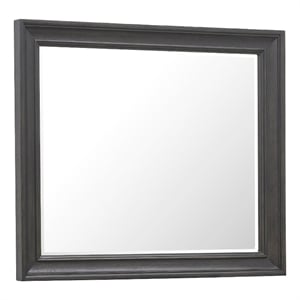 Bowery Hill Beveled Dresser Mirror in Brown Velvet Hickory Wood Finish