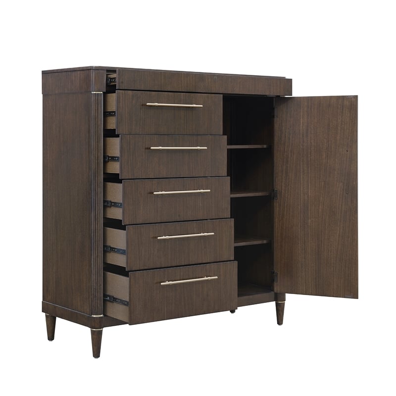 Bowery Hill 6 Drawer Master Chest with Cabinet in Piano Brown Wood