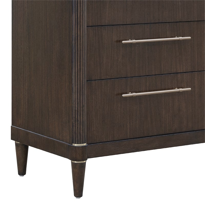 Bowery Hill 6 Drawer Master Chest with Cabinet in Piano Brown Wood