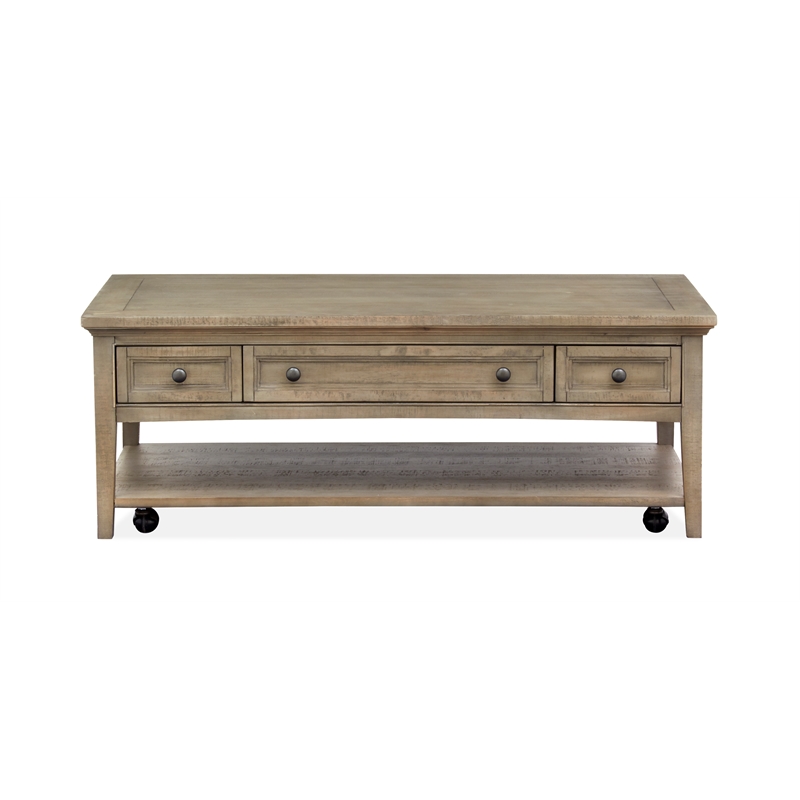 Bowery Hill Rectangular Cocktail Table with Casters in Dovetail Grey