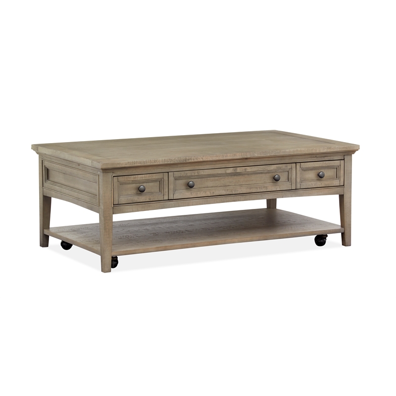 Bowery Hill Rectangular Cocktail Table with Casters in Dovetail Grey