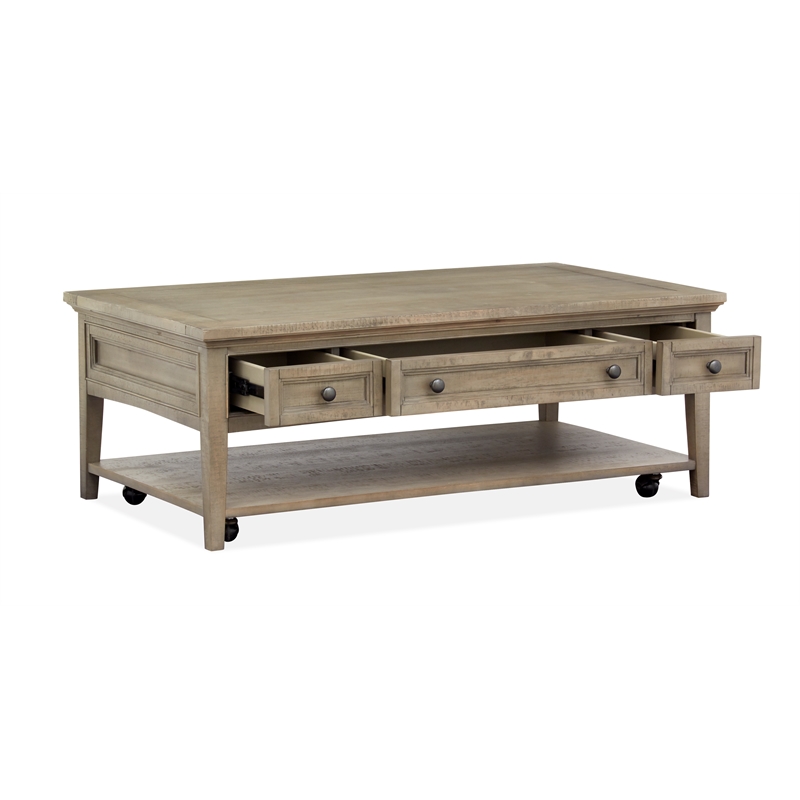 Bowery Hill Rectangular Cocktail Table with Casters in Dovetail Grey