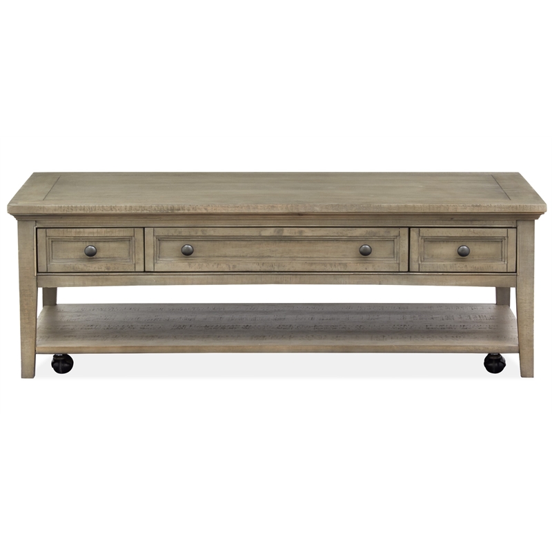 Bowery Hill Rectangular Cocktail Table with Casters in Dovetail Grey