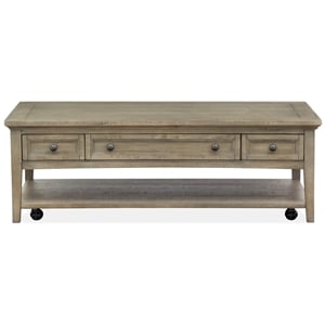 Bowery Hill Rectangular Cocktail Table with Casters in Dovetail Grey