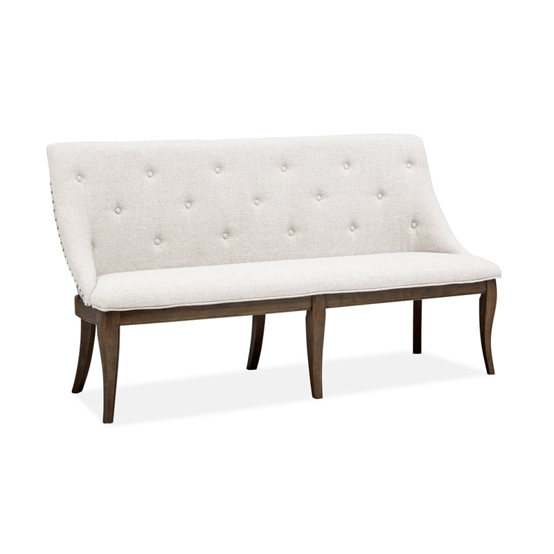 Bowery Hill Bench with Upholstered Seat and Back with Nailhead Trim