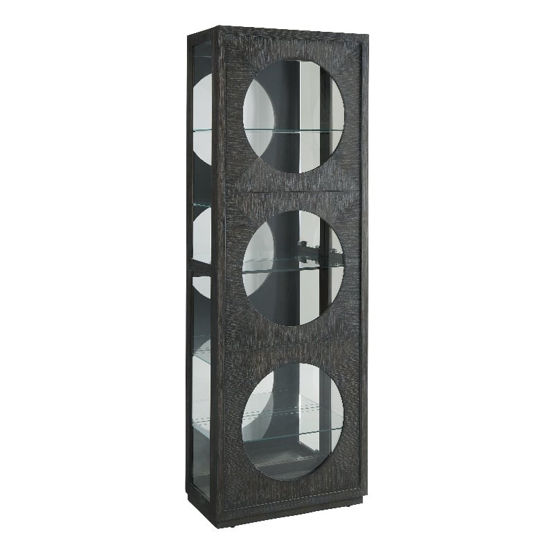 Bowery Hill Side Entry Curio Cabinet in Espresso Brown Ash Veneer