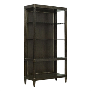 Bowery Hill Open Shelf Etagere in Piano Brown Eucalyptus Wood Veneer