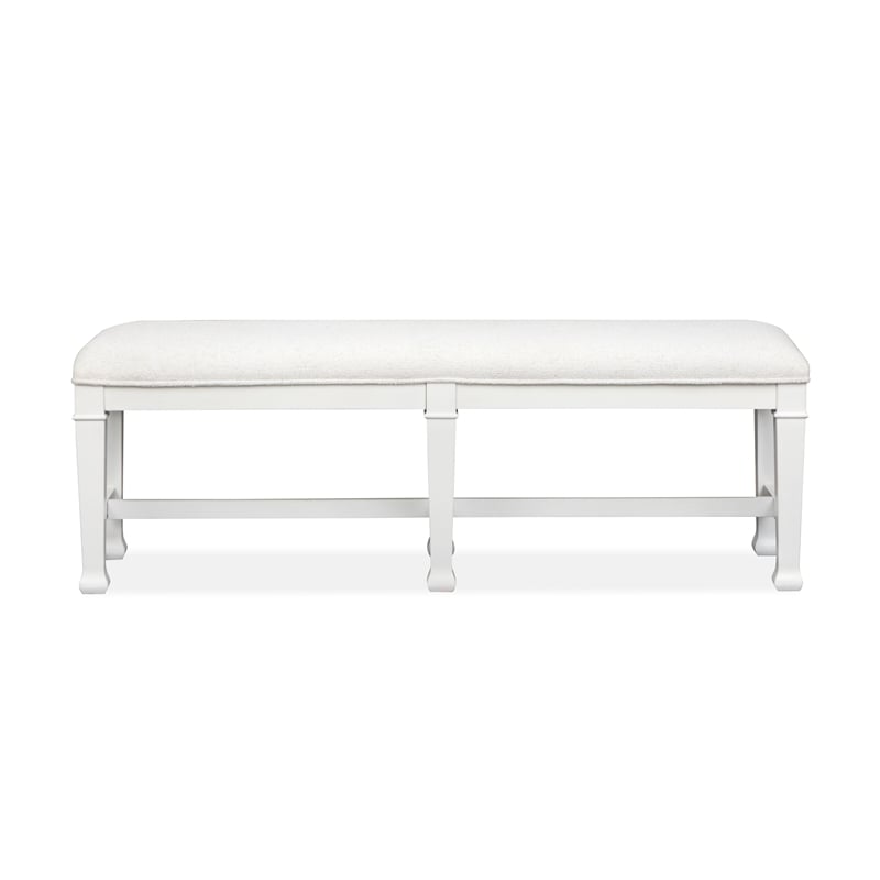 Bowery Hill Upholstered Bench in Whisper White with Wood Stretchers