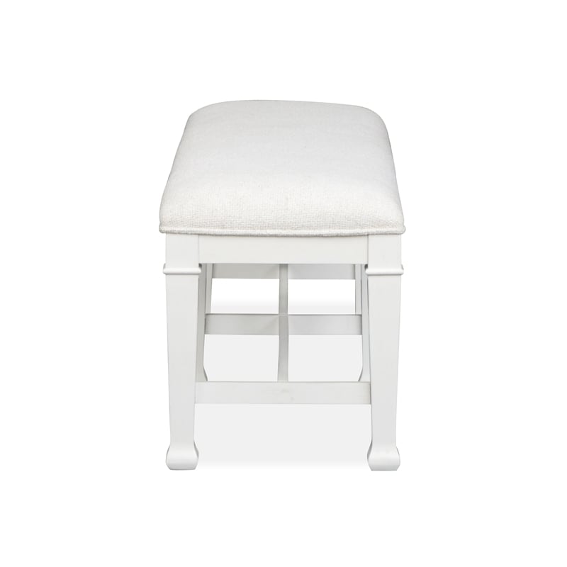 Bowery Hill Upholstered Bench in Whisper White with Wood Stretchers