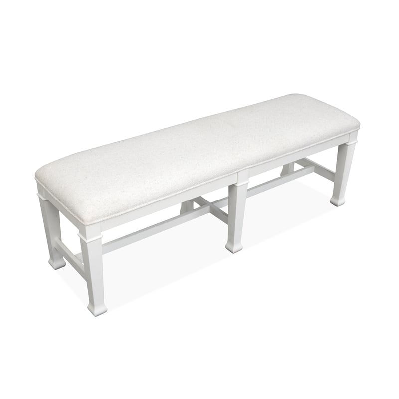 Bowery Hill Upholstered Bench in Whisper White with Wood Stretchers