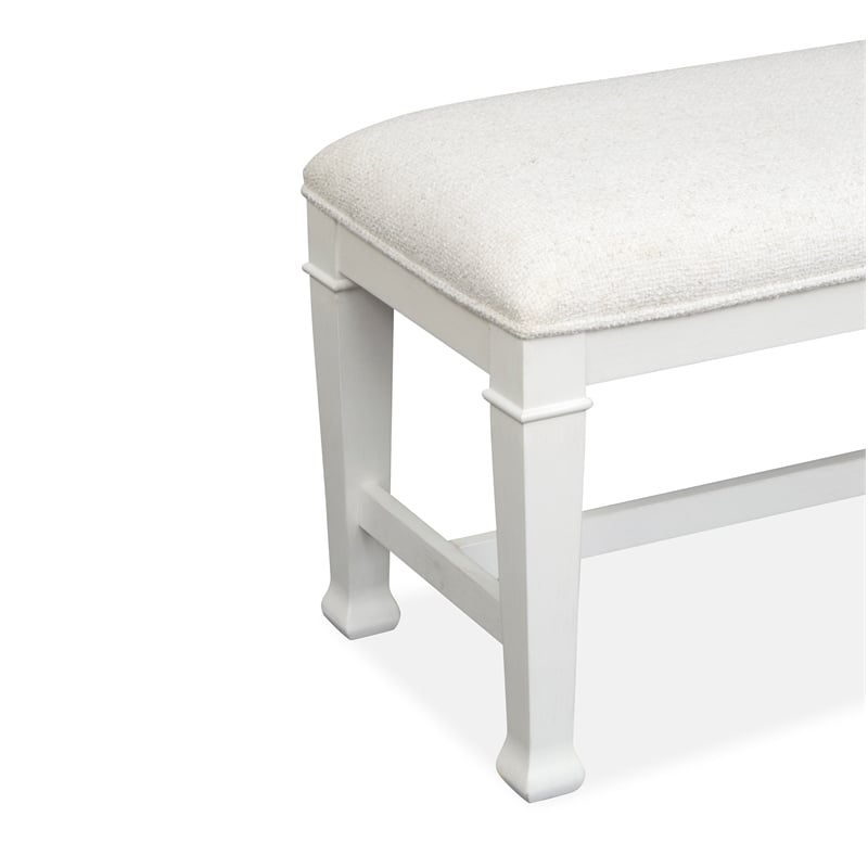Bowery Hill Upholstered Bench in Whisper White with Wood Stretchers