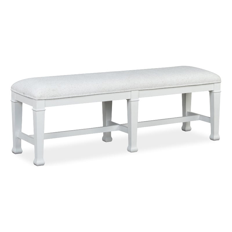 Bowery Hill Upholstered Bench in Whisper White with Wood Stretchers