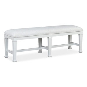 Bowery Hill Upholstered Bench in Whisper White with Wood Stretchers