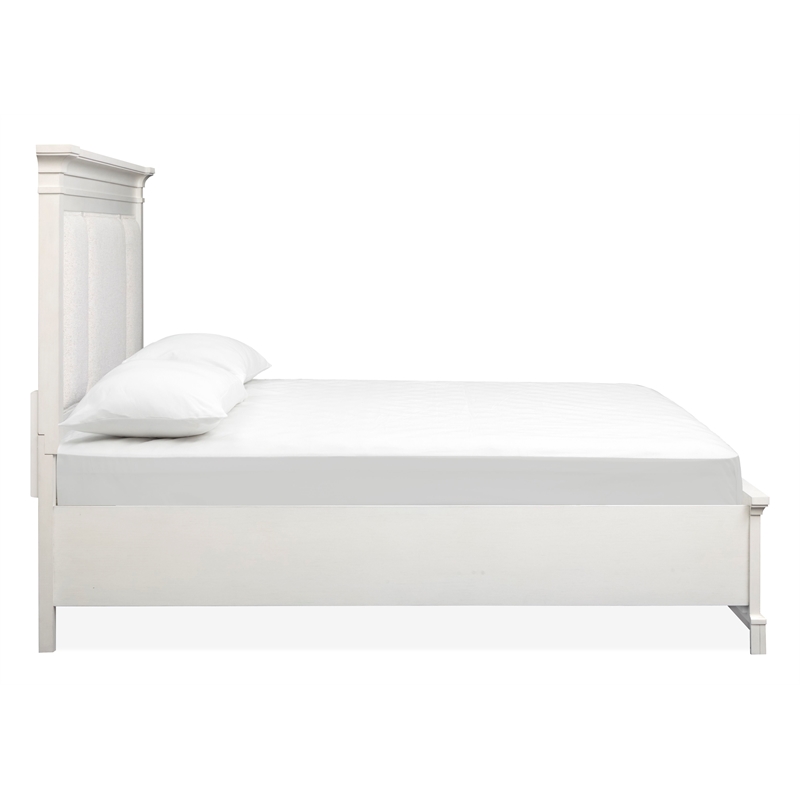 Bowery Hill Queen Upholstered Panel Storage Bed in Whisper White