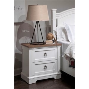 Bowery Hill 2 Drawer Nightstand in Whisper White and Cerused Nutmeg