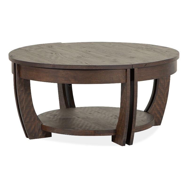 Bowery Hill Lift Top Storage Cocktail Table with Casters in Nutmeg