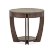 Bowery Hill Contemporary Round End Table in Nutmeg with Fixed Wood Shelf