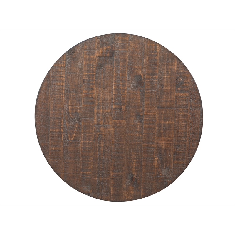 Bowery Hill Contemporary Round End Table in Nutmeg with Fixed Wood Shelf