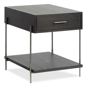 Bowery Hill Rectangular End Table with Drawer in Dark Briarsmoke