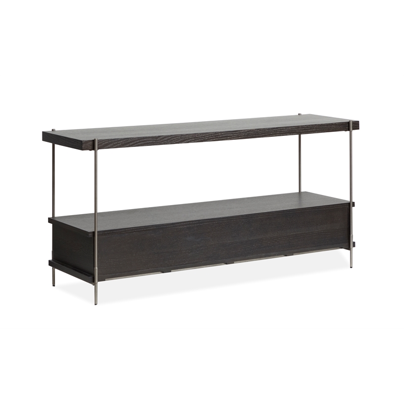 Bowery Hill Rectangular Sofa Table with 3 Drawers in Dark Briarsmoke