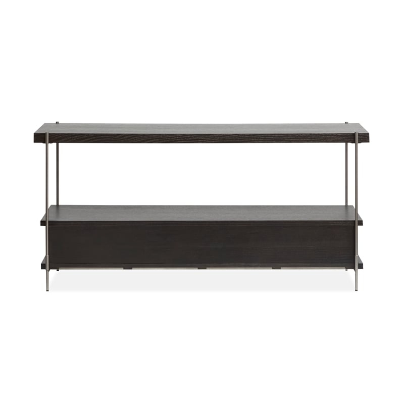 Bowery Hill Rectangular Sofa Table with 3 Drawers in Dark Briarsmoke