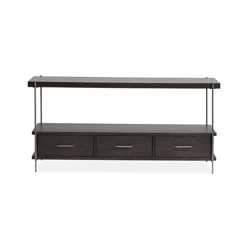 Bowery Hill Rectangular Sofa Table with 3 Drawers in Dark Briarsmoke