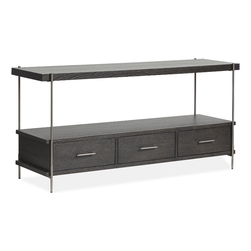 Bowery Hill Rectangular Sofa Table with 3 Drawers in Dark Briarsmoke