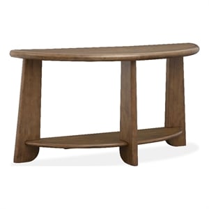 Bowery Hill Contemporary Demilune Sofa Table in Tawny Brown Okume Veneer