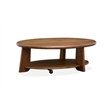 Bowery Hill Contemporary Oval Cocktail Table with Casters in Tawny Brown
