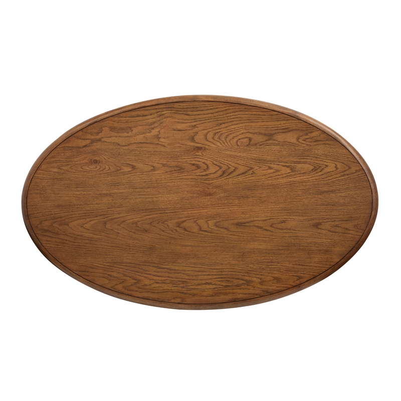 Bowery Hill Contemporary Oval Cocktail Table with Casters in Tawny Brown