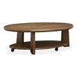 Bowery Hill Contemporary Oval Cocktail Table with Casters in Tawny Brown