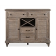 Bowery Hill Server with Wine Storage and Drawers in Dovetail Grey