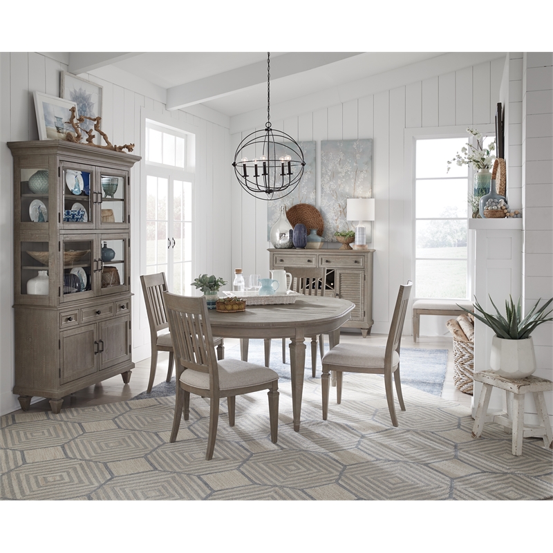 Bowery Hill Server with Wine Storage and Drawers in Dovetail Grey