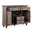 Bowery Hill Server with Wine Storage and Drawers in Dovetail Grey