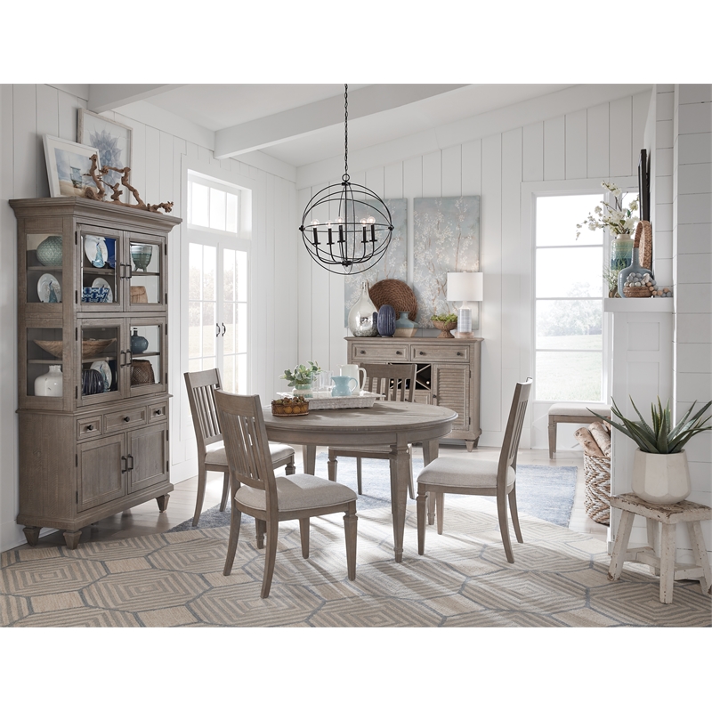 Bowery Hill Server with Wine Storage and Drawers in Dovetail Grey