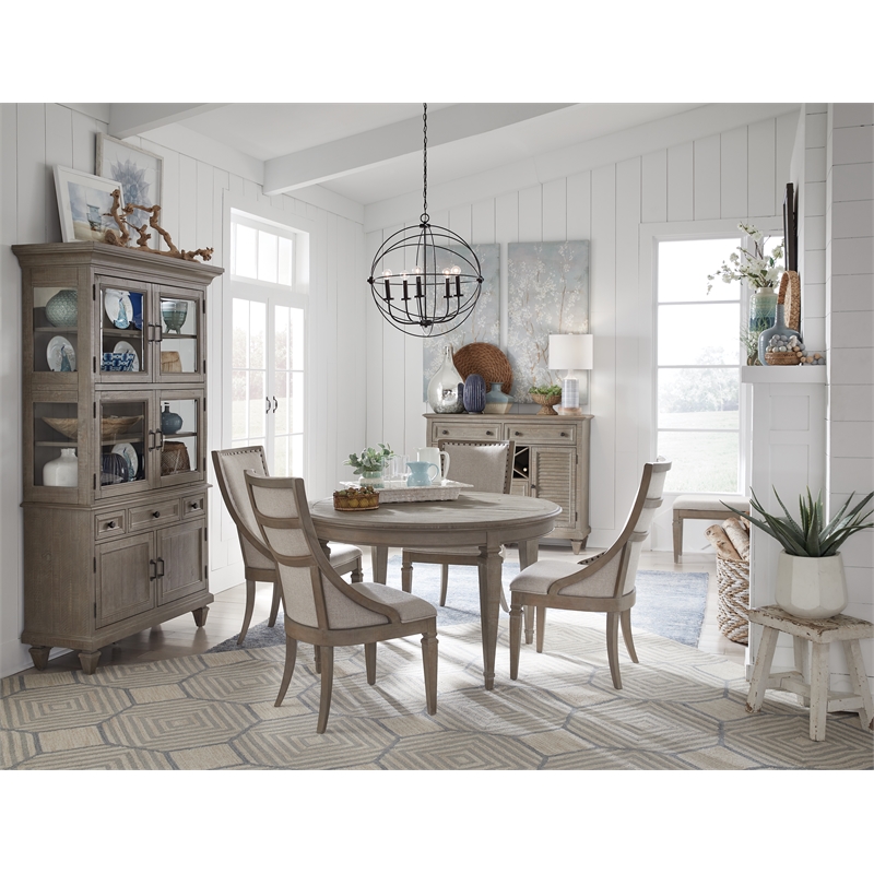 Bowery Hill Server with Wine Storage and Drawers in Dovetail Grey