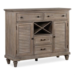 Bowery Hill Server with Wine Storage and Drawers in Dovetail Grey