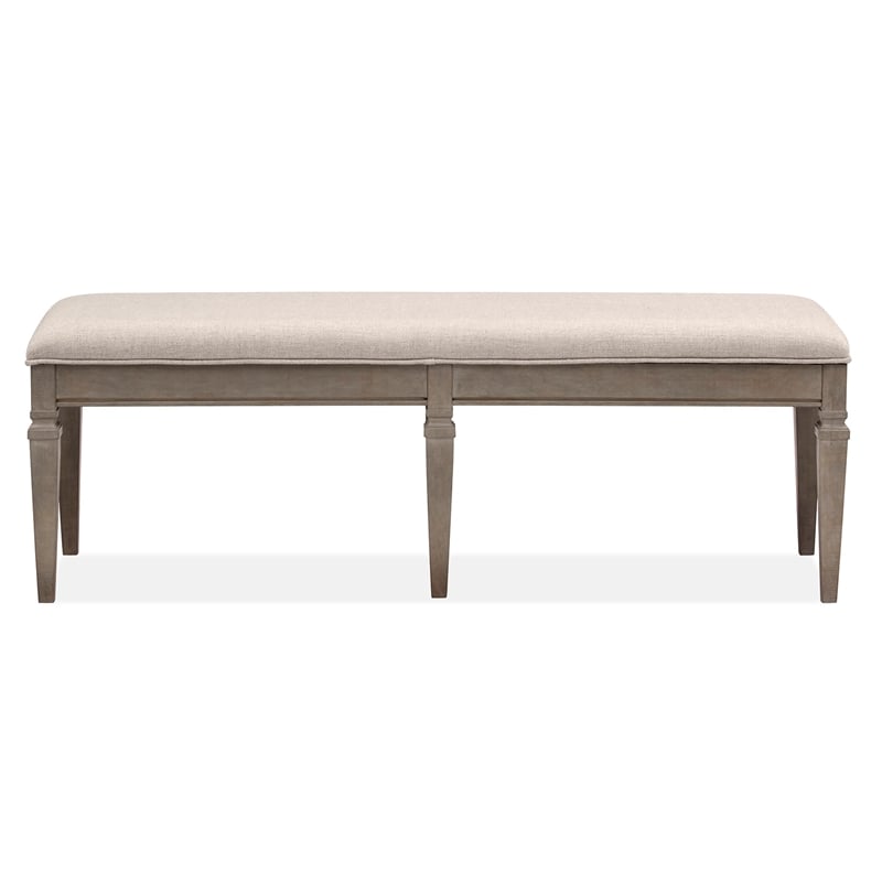 Bowery Hill Bench with Upholstered Seat and Storage in Dovetail Grey