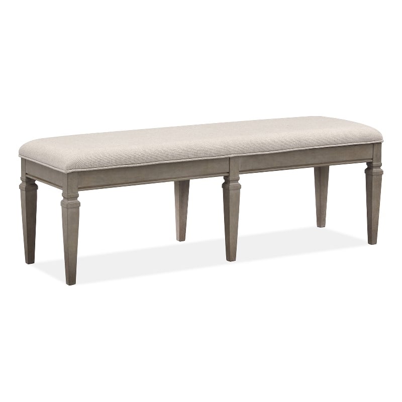 Bowery Hill Bench with Upholstered Seat and Storage in Dovetail Grey